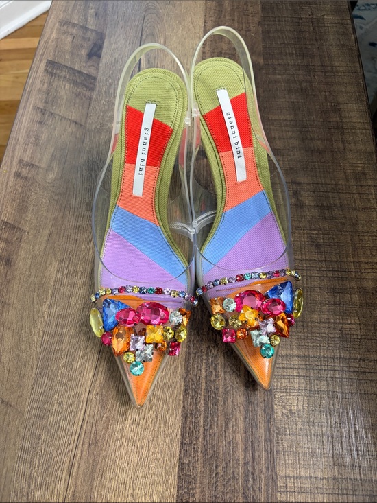 Gianni Bini Shoes - Gianni Bini Multicolor Jeweled Pointed Clear Slingback Mules